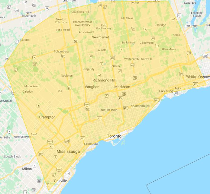 CU Roofing service coverage area in Greater Toronto Area